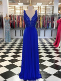 Royal Blue Bridesmaid Dresses Lace Bodice Chiffon Prom Dress FD2126