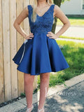 Royal Blue Lace Homecoming Dresses with Pockets SD1133