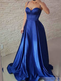 Royal Blue Prom Dresses Long 60s Spaghetti Strap Prom Gowns FD1264