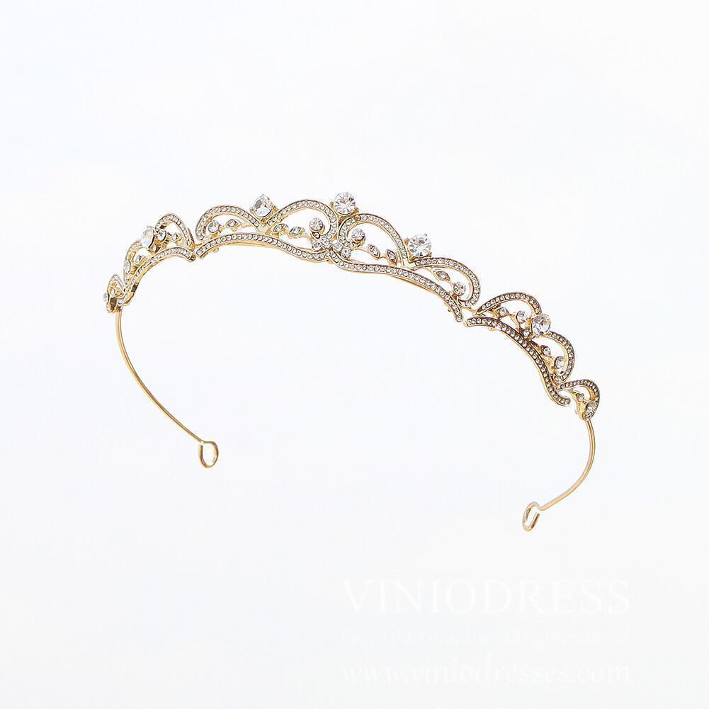 Royal-inspired Crystal Tiaras AC1082-Headpieces-Viniodress-Gold-Viniodress