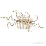 Scattered Crystal Floral Silver Bridal Comb ACC1137-Headpieces-Viniodress-Gold-Viniodress