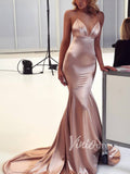 Sexy Rose Gold Mermaid Prom Dresses with Straps FD1528