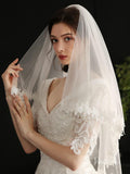 Short Lace Bridal Blusher Veils Viniodress AC1300-Veils-Viniodress-Ivory-Viniodress