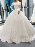Short Sleeve Vintage Lace Wedding Gowns Wedding Dresses VW1155