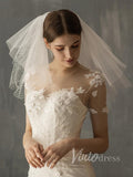 Shoulder Length Short Bridal Veils AC1001-Veils-Viniodress-Ivory-Viniodress
