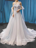 Silver Beaded Long Prom Dresses Cape Sleeve Formal Dress FD1285