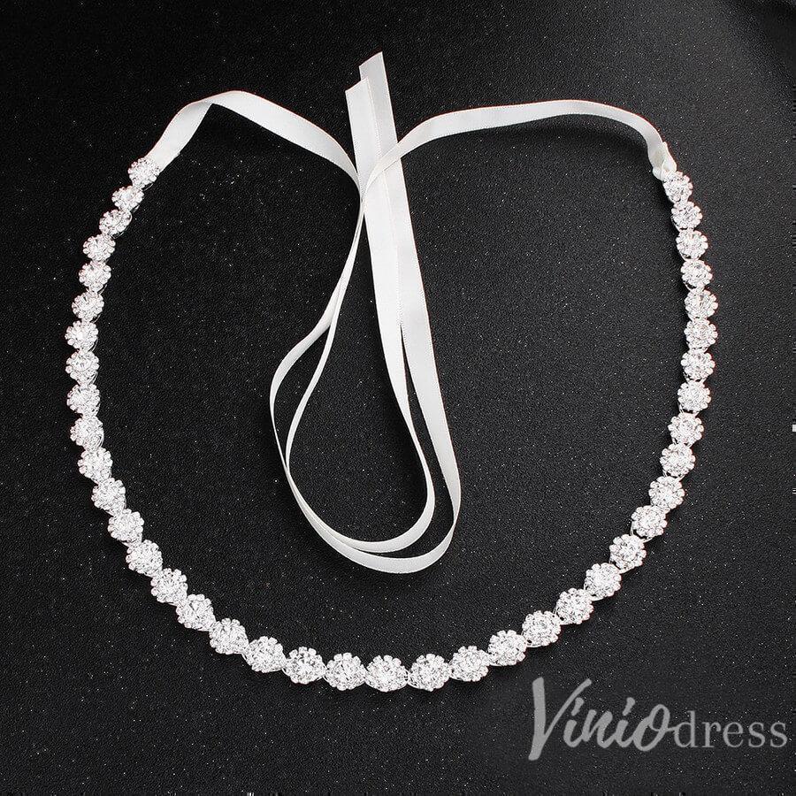 Silver Crystal Bridal Sashes Viniodress ACC1151-Sashes & Belts-Viniodress-Silver-Viniodress