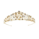 Silver Crystal Pearls Wedding Tiara AC1115-Headpieces-Viniodress-Gold-Viniodress