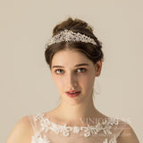 Silver Crystal Pearls Wedding Tiara AC1115-Headpieces-Viniodress-Silver-Viniodress