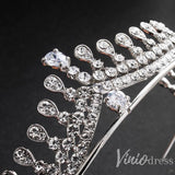 Silver Crystal Princess Tiara Vintage Bridal Tiaras AC1085-Headpieces-Viniodress-Silver-Viniodress