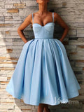 Simple 20s Tea Length Prom Dresses with Pockets FD1322