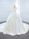 Simple Ball Gown Satin Wedding Dresses Strapless Bridal Gown VW1788