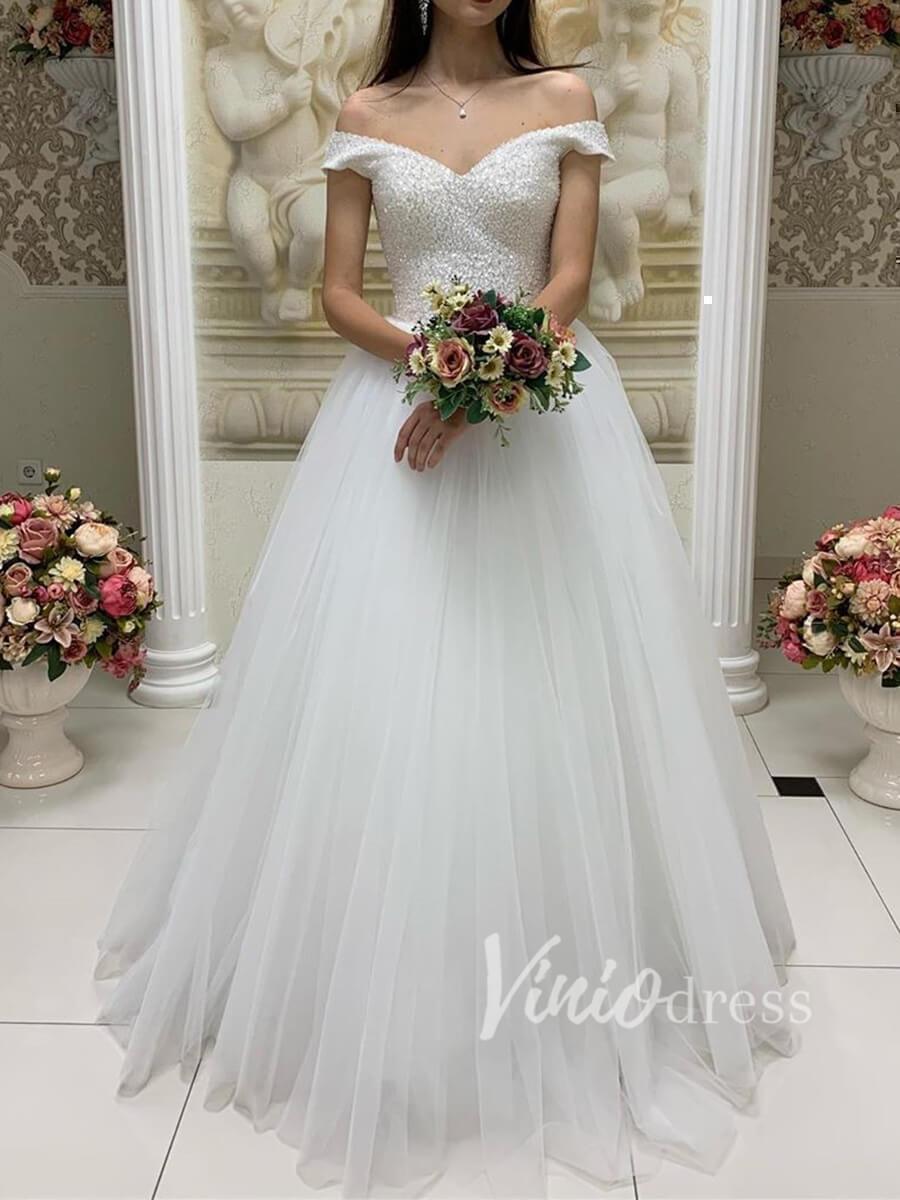 Simple Beaded Beach Wedding Dresses Online VW1177-wedding dresses-Viniodress-Ivory-Custom Size-Viniodress