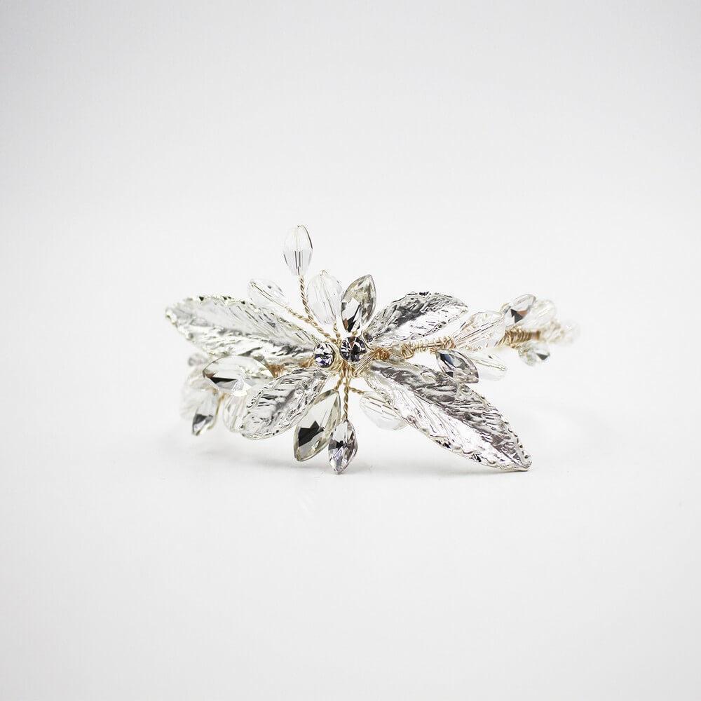 Simple Elegant Leaf Cuff Bracelet AC1097-Bridal Jewelry-Viniodress-Silver-Viniodress