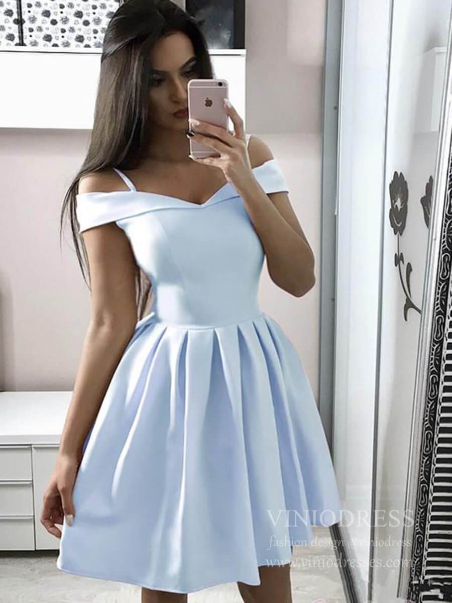 Simple Light Blue Graduation Dresses with Straps SD1141-homecoming dresses-Viniodress-Light Blue-Custom Size-Viniodress