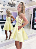 Simple Satin Homecoming Dresses with Pockets SD1361-homecoming dresses-Viniodress-Yellow-Custom Size-Viniodress