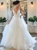Simple V-neck Minimalist Wedding Dresses Organza Bridal Gown VW1568