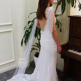 Simple Watteau Veil Set Viniodress V691-Veils-Viniodress-Ivory-Viniodress