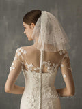 Simple Wedding Veils with Gold Stars AC1011-Veils-Viniodress-Ivory-Viniodress