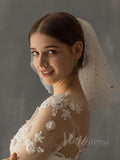 Simple Wedding Veils with Gold Stars AC1011-Veils-Viniodress-Ivory-Viniodress