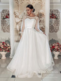 Sparkly Dotted  Wedding Dresses Country Wedding Dresses with Sleeves VW1819
