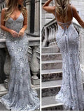 Sparkly Gold Sequin Mermaid Prom Dresses Spaghetti Strap FD1683-prom dresses-Viniodress-Grey-Custom Size-Viniodress