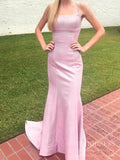 Sparkly Pink Mermaid Prom Dresses Spaghetti Strap Junior Prom Gown FD2093