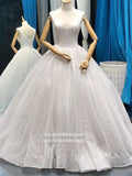<transcy>Vestidos de novia de encaje sencillos y brillantes con tren catedral VW1037</transcy>
