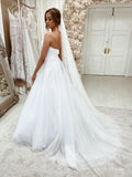 Sparkly Tulle Wedding Dresses Strapless Shiny Bridal Dress with Veil VW1862