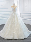 Sparkly Wedding Dresses Feather Lace Ball Gown Bridal Dress VW1778