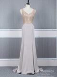 Sparky Beaded V-neck Sheath Long Prom Dresses FD2507
