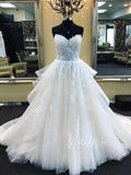 Strapless A line Lace Wedding Dresses with Sweep Train VW1252