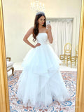 Strapless A-line Layered Tulle Wedding Dresses VW1850