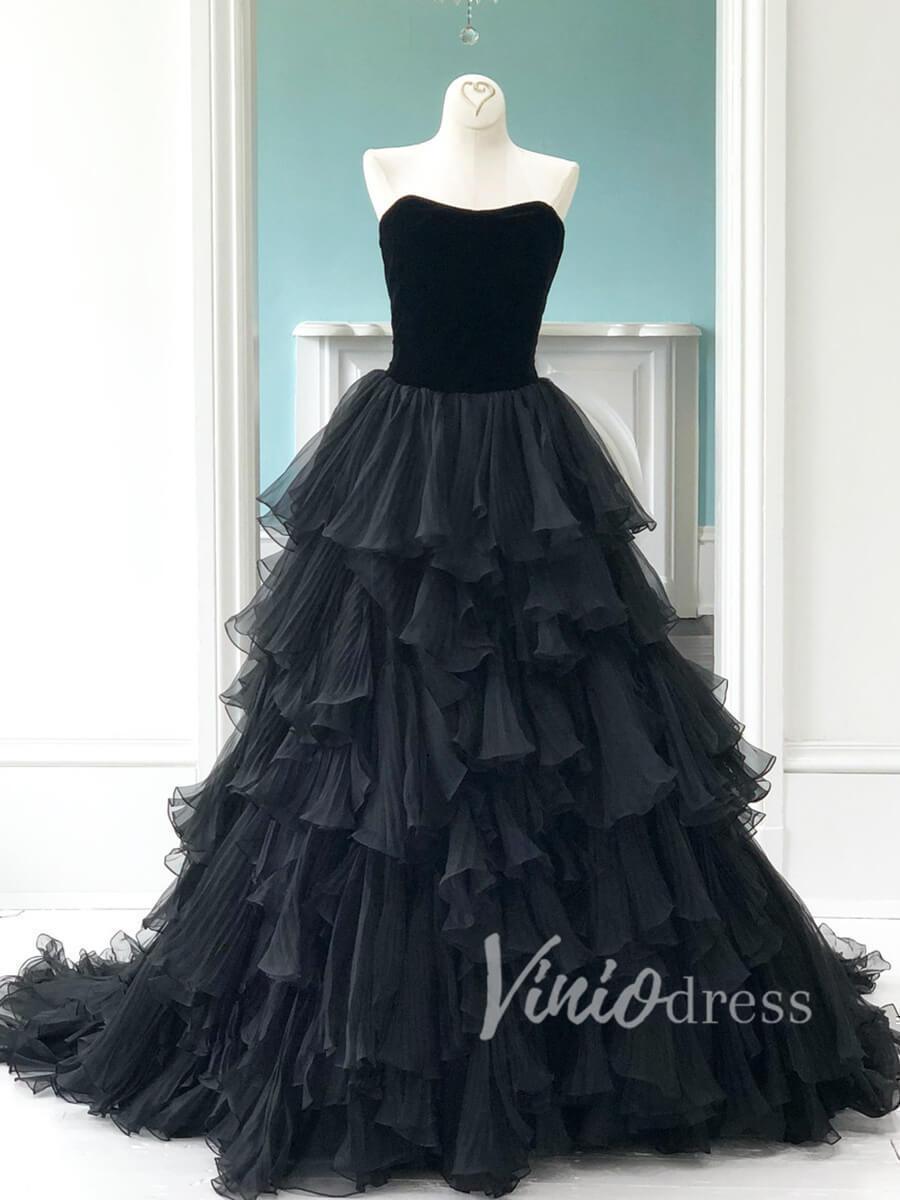 Strapless Black Ball Gown Prom Dresses FD1498-prom dresses-Viniodress-Black-Custom Size-Viniodress