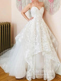 Strapless Embroidery Lace Wedding Dresses Unique Bridal Dress VW1283