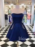 Strapless Navy Blue Homecoming Dresses with Pockets SD1163