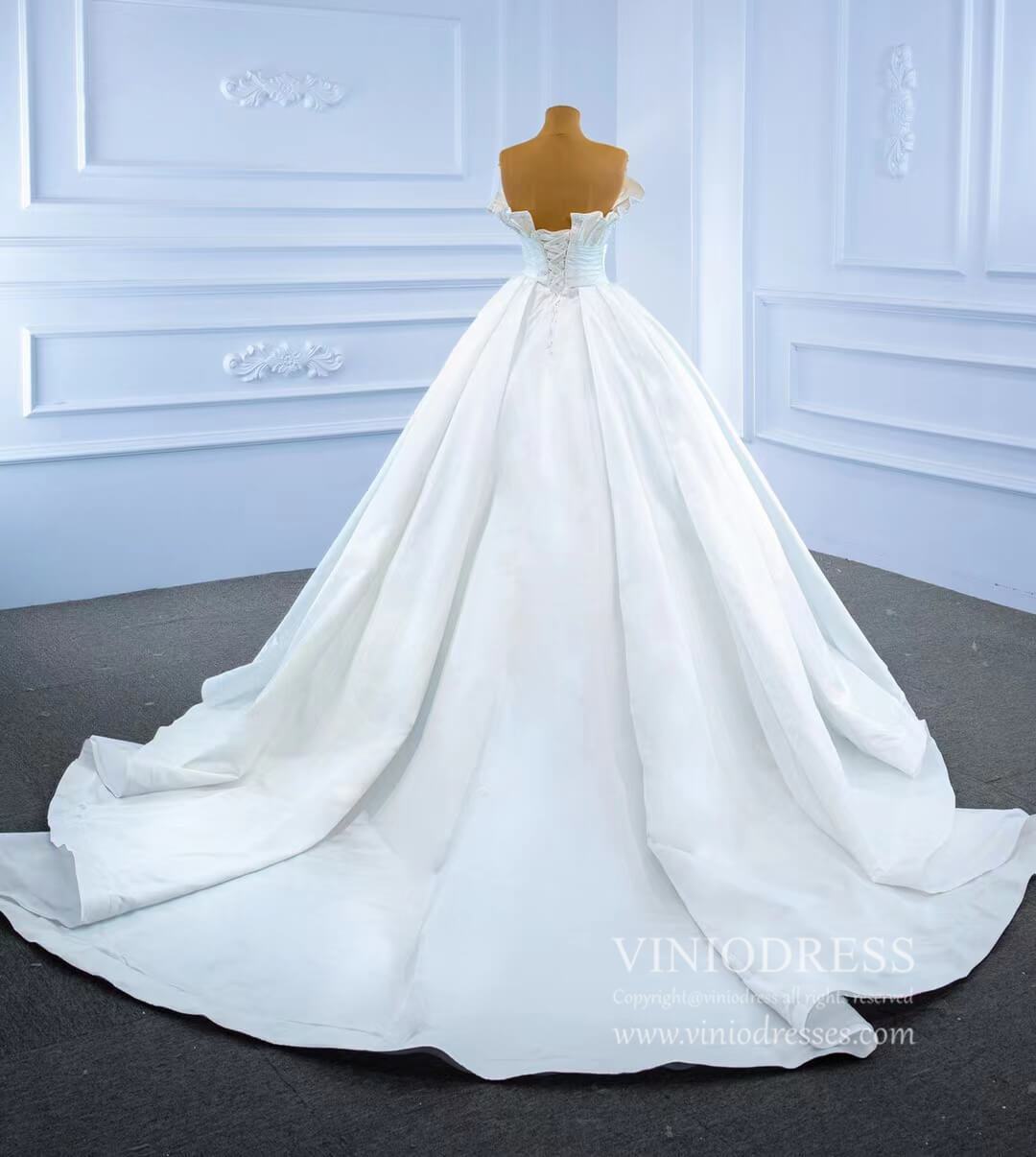 Strapless Satin Wedding Gown Modest Wedding Dresses VW2034-wedding dresses 2025 -Viniodress-As Picture-Custom Size-