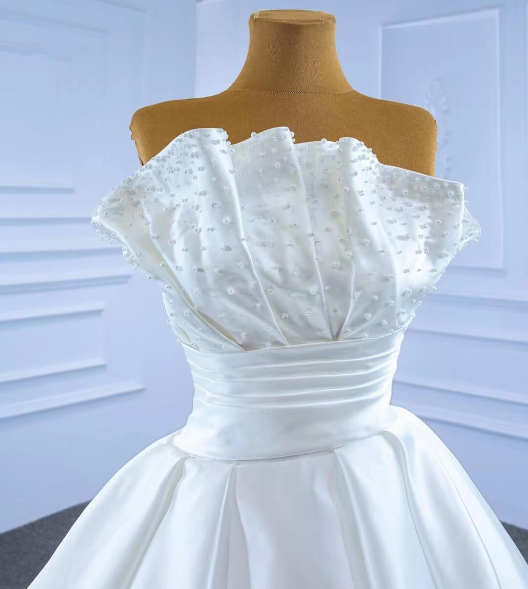 Strapless Satin Wedding Gown Modest Wedding Dresses VW2034-wedding dresses 2025 -Viniodress-As Picture-Custom Size-