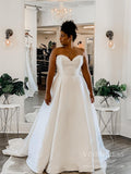 Strapless Sweetheart Satin Wedding Dresses with Pockets VW1844