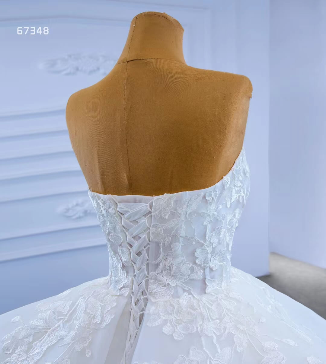 Strapless Wedding Gown Lace Appliqued Tiered Wedding Dresses 67348-wedding dresses 2025 -Viniodress-Ivory-Custom Size-