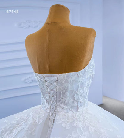 Strapless Wedding Gown Lace Appliqued Tiered Wedding Dresses 67348-wedding dresses 2025 -Viniodress-Ivory-Custom Size-