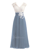 Tea Length Mother of the Bride Dress Lace Bridesmaid Dresses FD1290