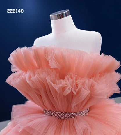 Tiered Peach Ball Gown Wedding Dresses Princess Sweet 16 Dress Debut Gown 222140-Quinceanera Dresses 2025 -Viniodress-Peach-Custom Size-