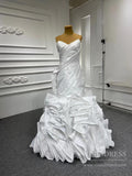 Tiered Ruffle Rosette Mermaid Wedding Dresses with Detachable Skirt 67221