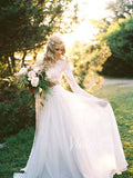 Two Piece Chiffon Country Wedding Dresses with Long Sleeves VW1250