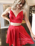 Two Piece Cocktail Dresses Spaghetti Strap Homecoming Dress SD1279B-homecoming dresses-Viniodress-Red-Custom Size-Viniodress