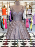 V Neck Sparkly Homecoming Dresses with Pockets SD1134-homecoming dresses-Viniodress-Mauve-Custom Size-Viniodress