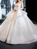 Vintage Ball Gown Lace Wedding Dresses with Long Sleeves VW1173