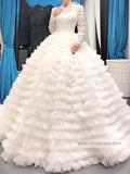 Vintage Beaded Ball Gown Wedding Dresses with Sleeves VW1147