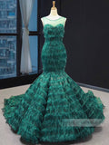 <transcy>Vintage verde esmeralda sirena vestidos de baile vestido de trompeta FD1391</transcy>